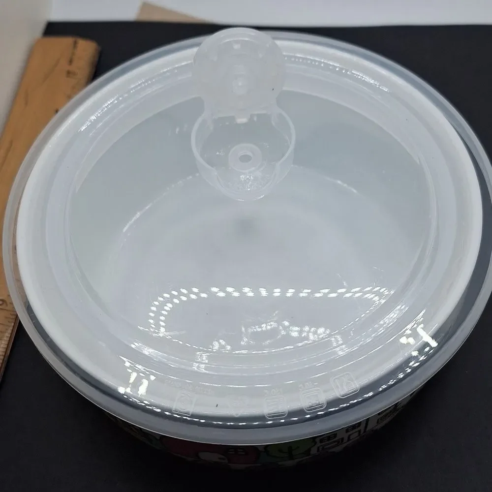 Hello Kitty ceramic storage bowl sealed lid air vent apple design